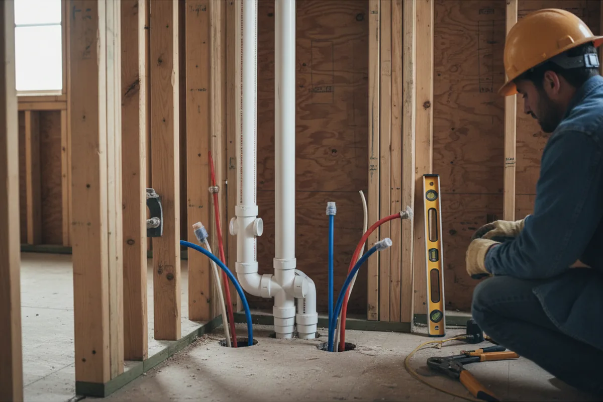 Drain and supply rough-in during Leak Detection in Warm Springs
