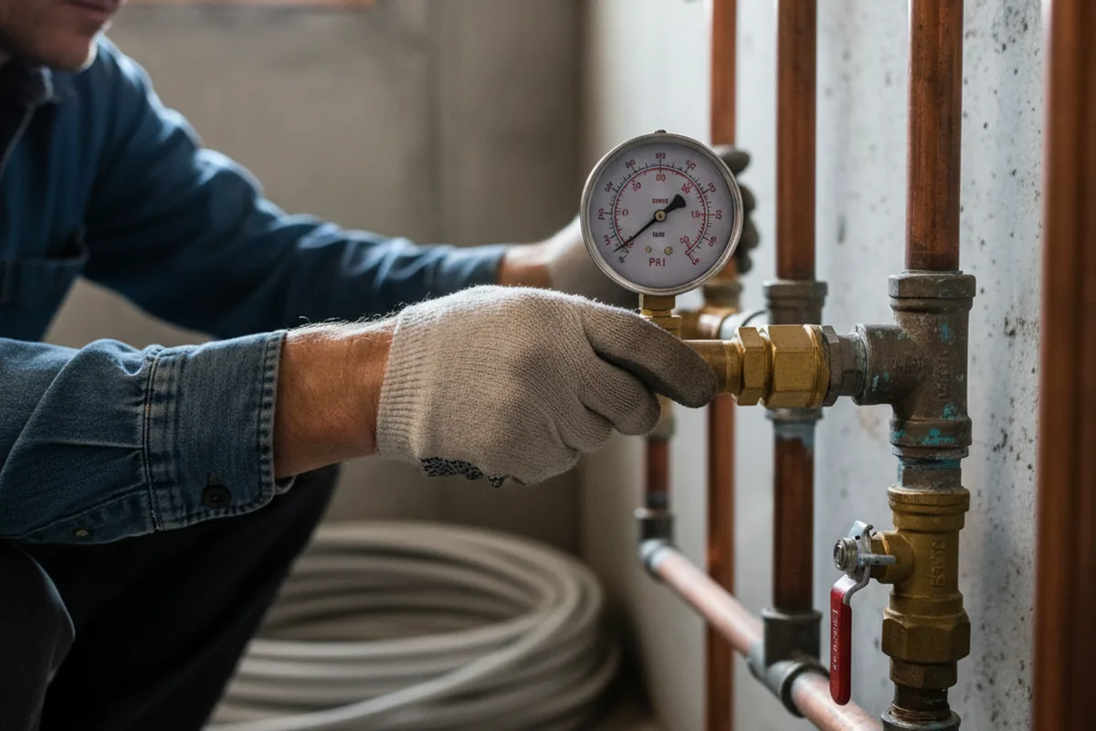 Pressure testing a repaired line during Water Line Repair in Warm Springs